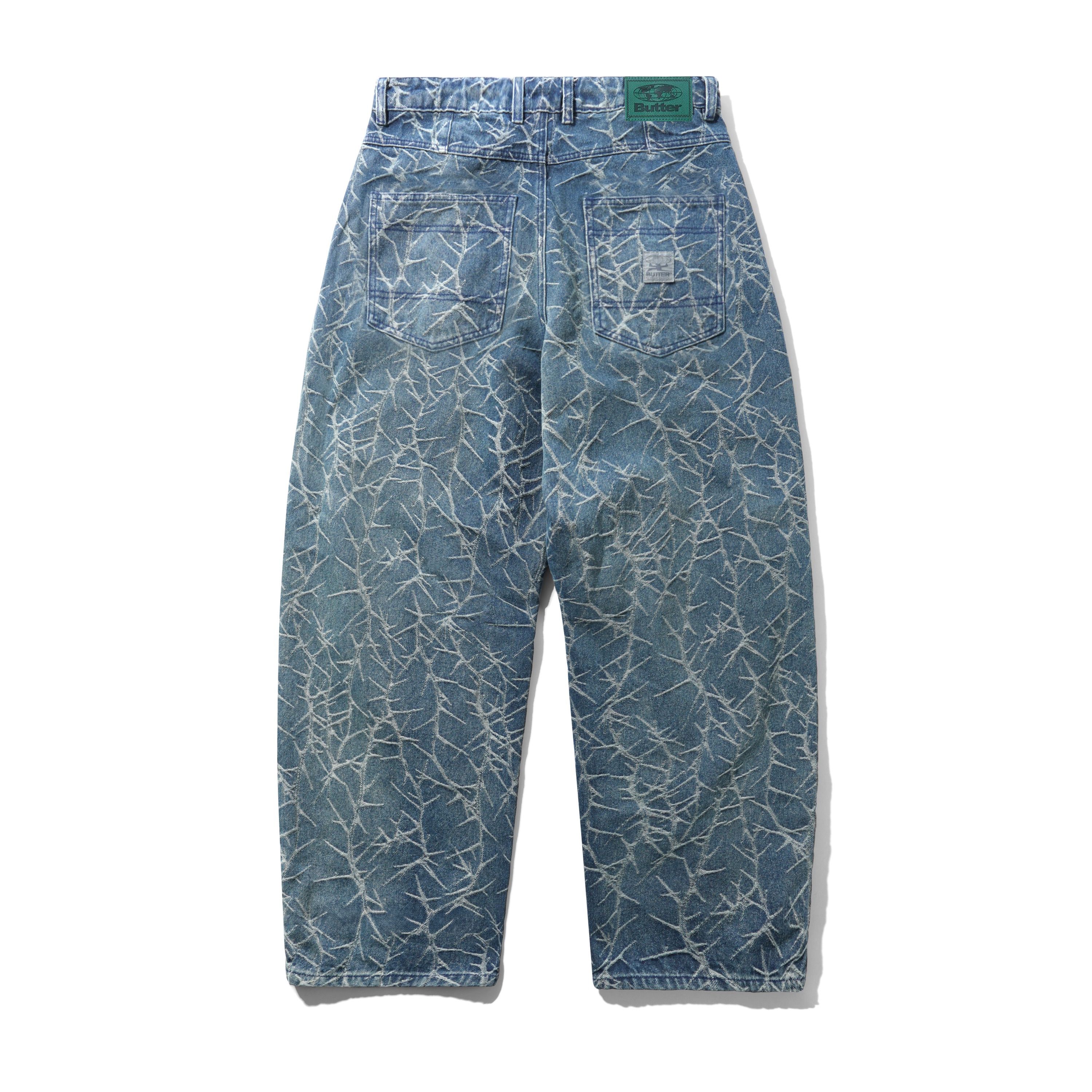 Thorn Camo Wide Cut Denim Jeans - Washed Indigo