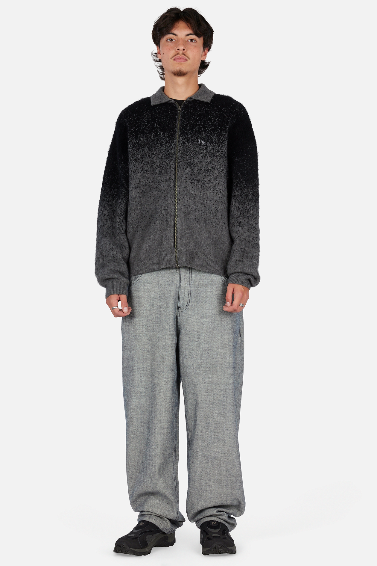 Mohair Double Zip Knit - Black/Charcoal