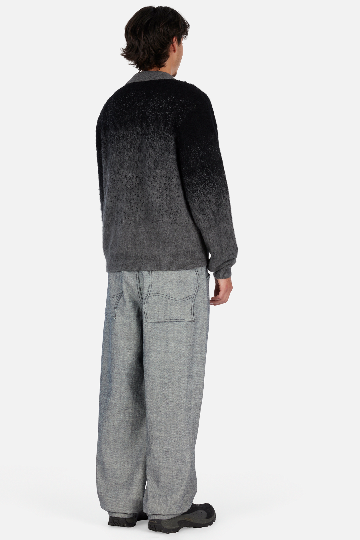 Mohair Double Zip Knit - Black/Charcoal