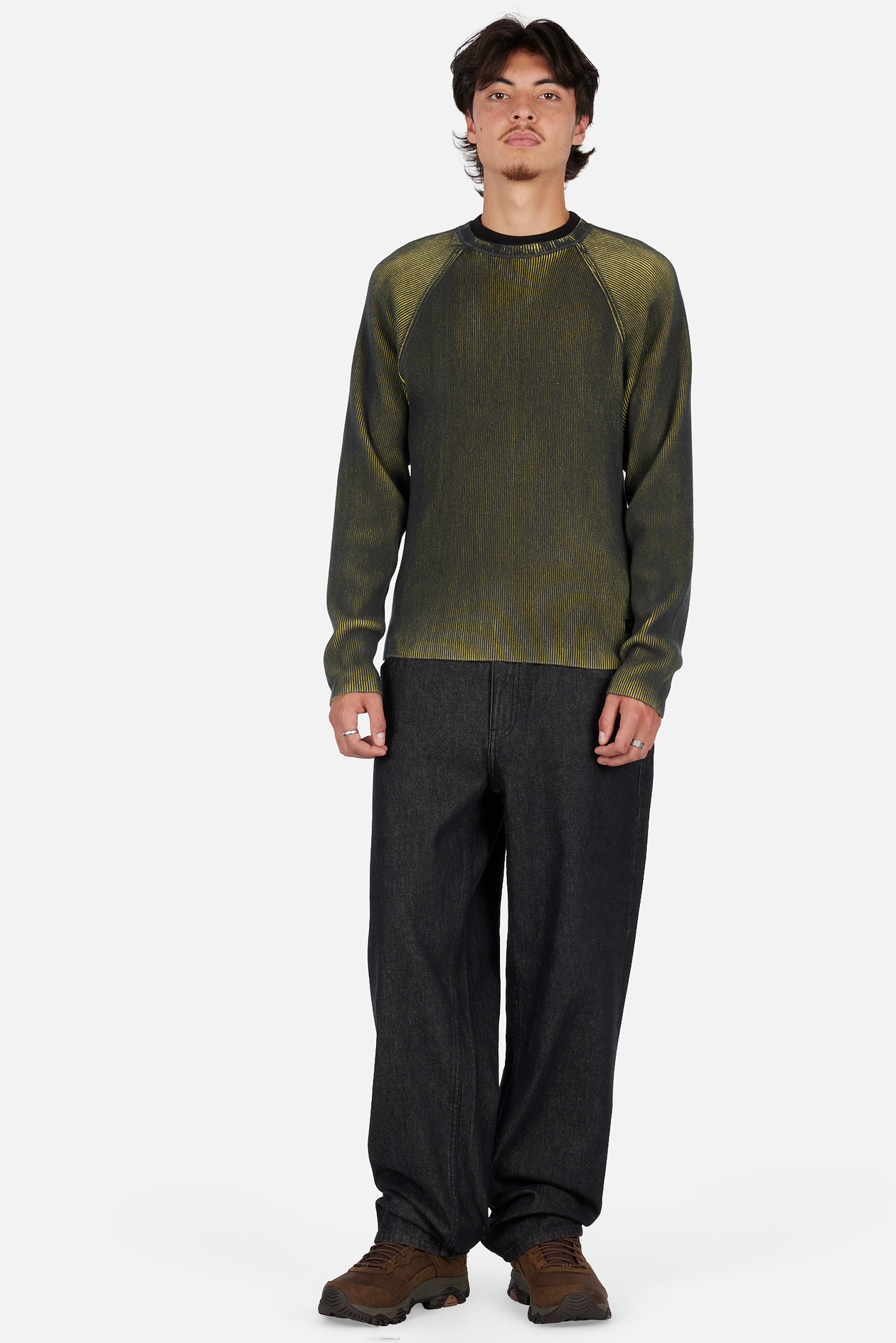 Printed Rib Sweater - Black/Yellow