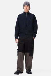 Chandail en Tricot Piqué Zippé - Marine Foncé