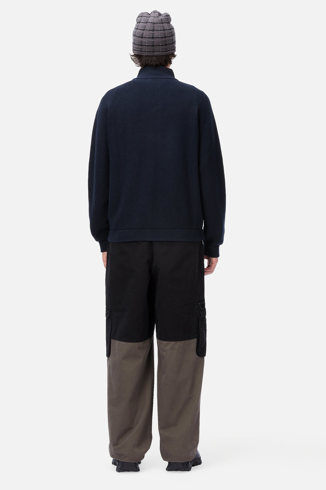 Chandail en Tricot Piqué Zippé - Marine Foncé