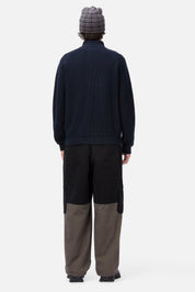Chandail en Tricot Piqué Zippé - Marine Foncé