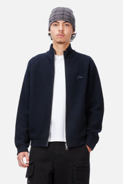 Chandail en Tricot Piqué Zippé - Marine Foncé