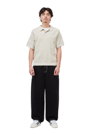 Cable Knit Polo - Oatmeal