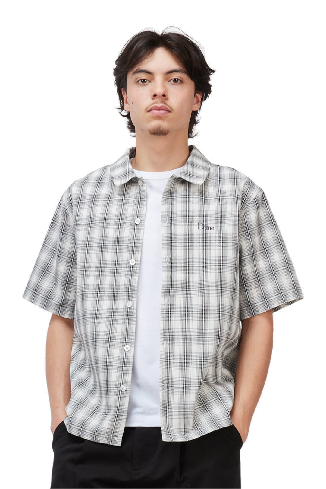 Chemise à Boutons Carreautée - Gris