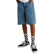 Short En Denim Baggy Check-5 Enfant - Bleu Délavé Stonewash