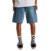 Short En Denim Baggy Check-5 Enfant - Bleu Délavé Stonewash