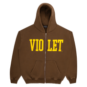 Violet x David Enth Zip Hoodie - Brown