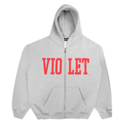 Violet x David Enth Zip Hoodie - Grey/Red