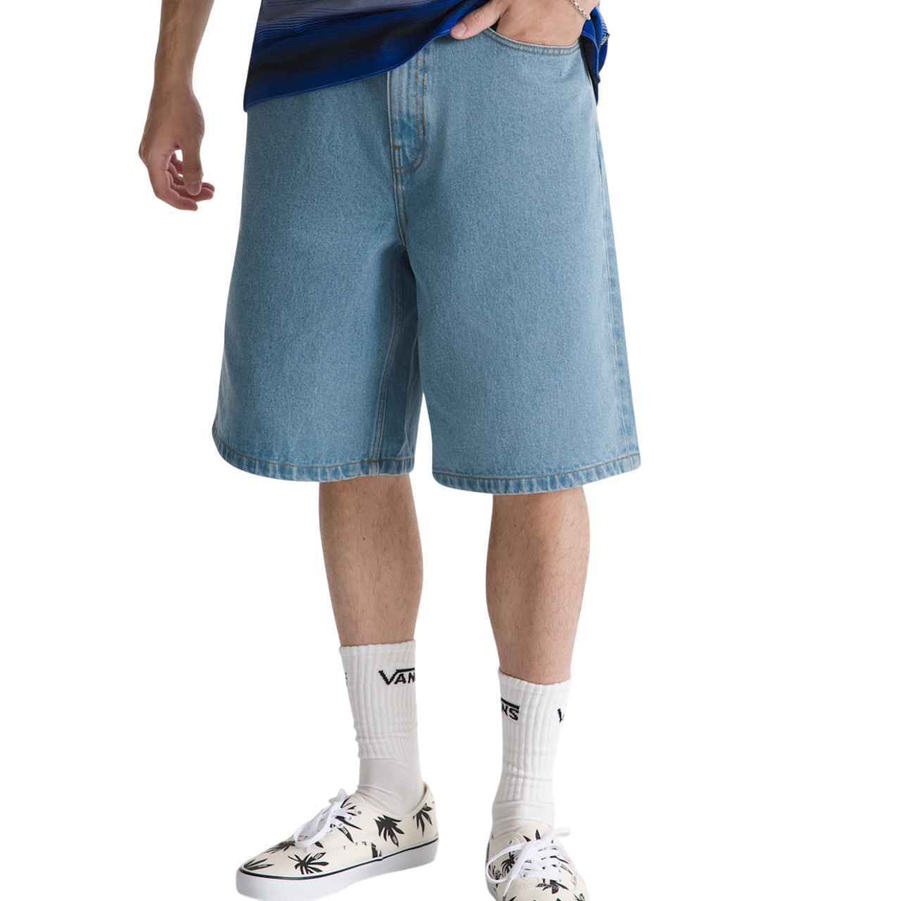 Short en Denim Baggy Check-5 - Bleu Stonewash