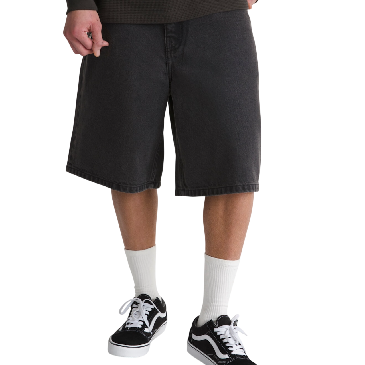 Short en Denim Baggy Check-5 - Noir Délavé