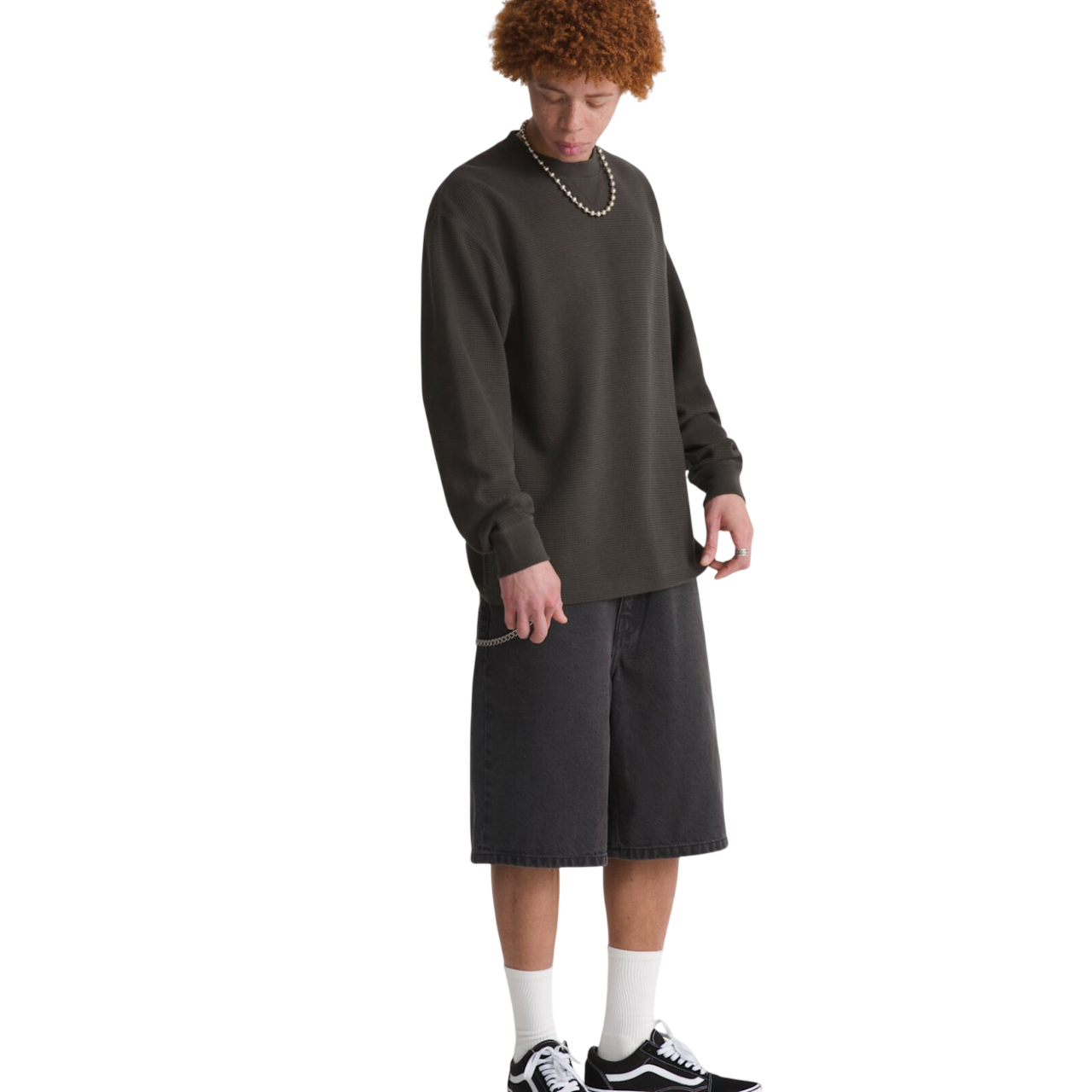 Short en Denim Baggy Check-5 - Noir Délavé