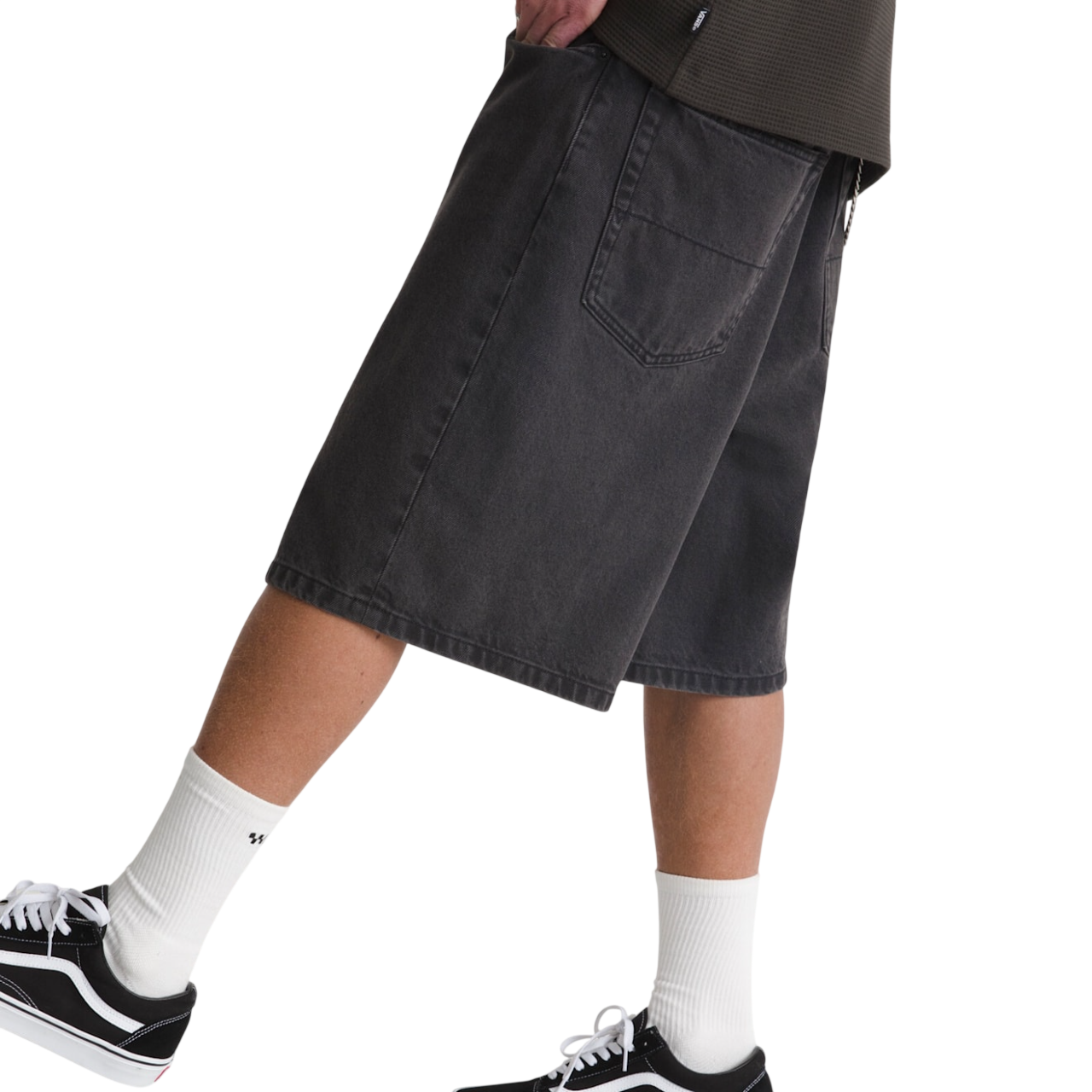 Short en Denim Baggy Check-5 - Noir Délavé