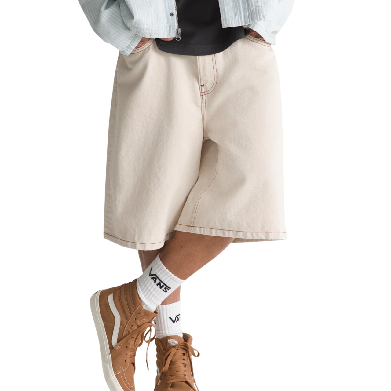 Short En Denim Baggy Check-5 - Grain Naturel