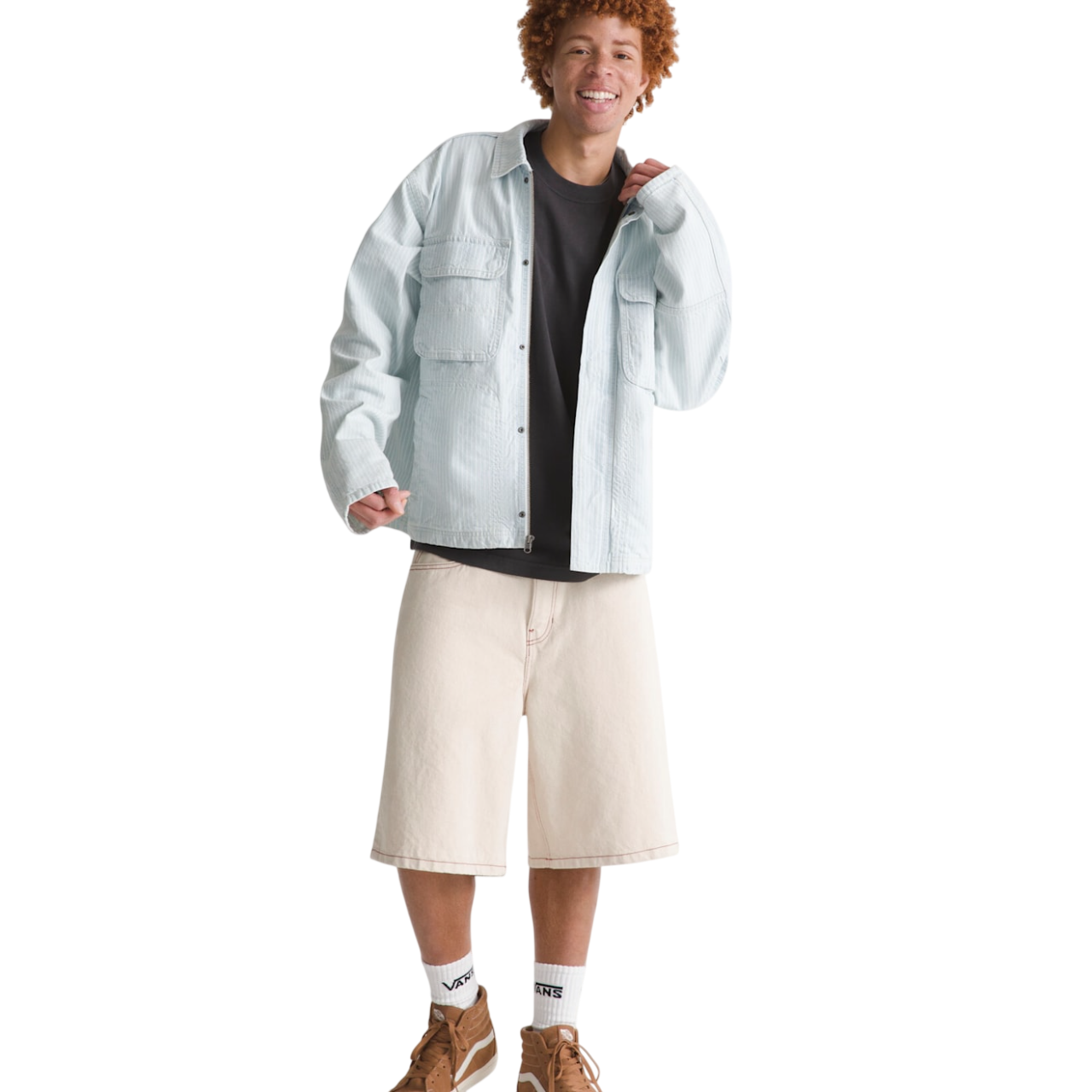 Short En Denim Baggy Check-5 - Grain Naturel