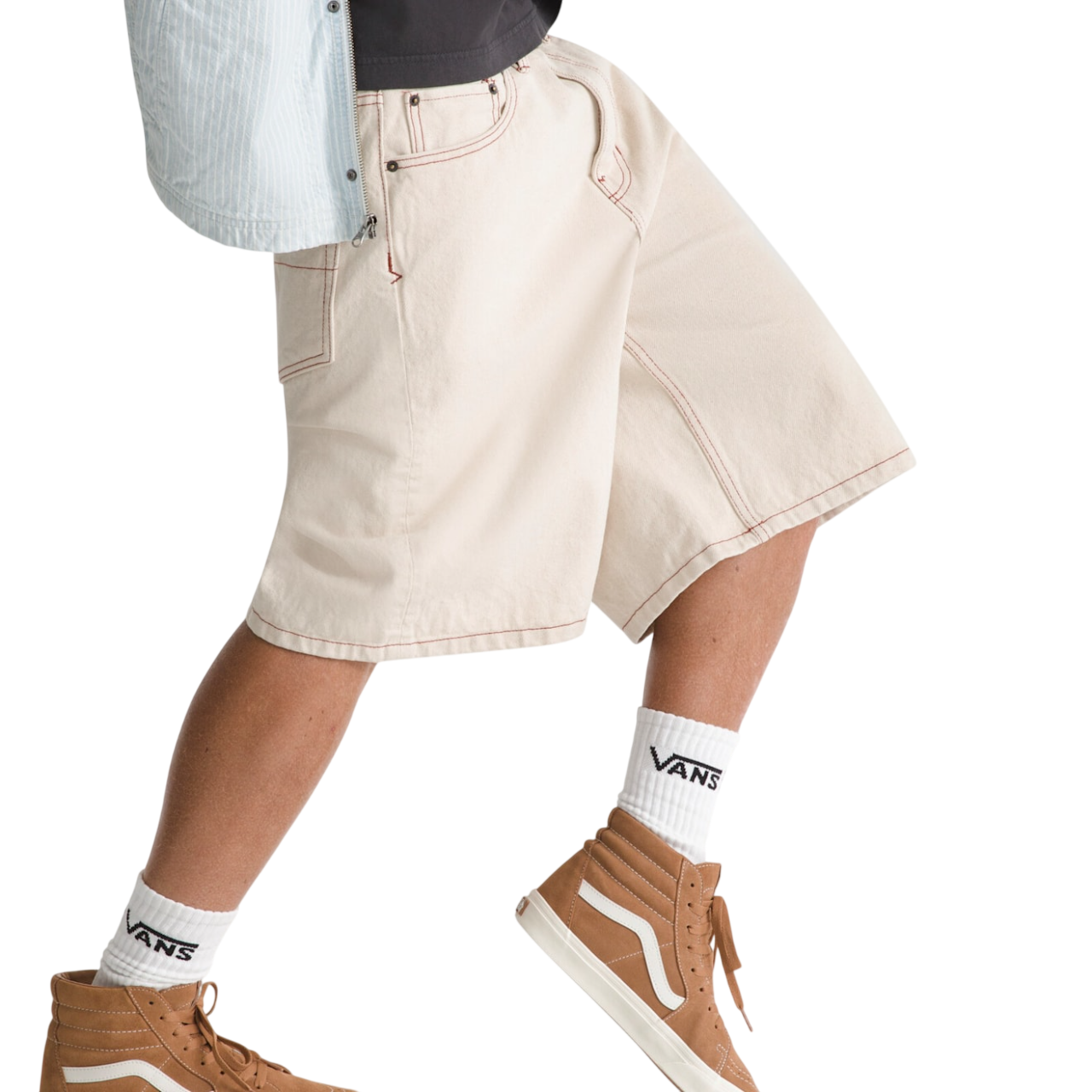 Short En Denim Baggy Check-5 - Grain Naturel