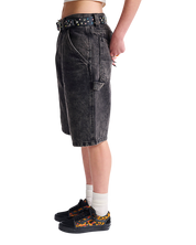 Drill Chore Loose Denim 22" Shorts - Stonewash Black