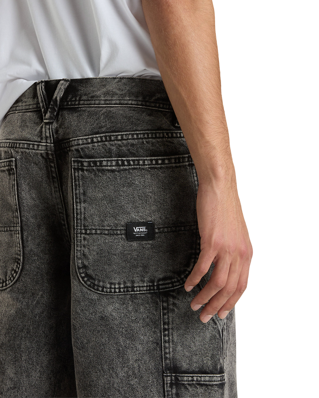 Drill Chore Short en Denim Ample 22 Pouces - Noir Délavé