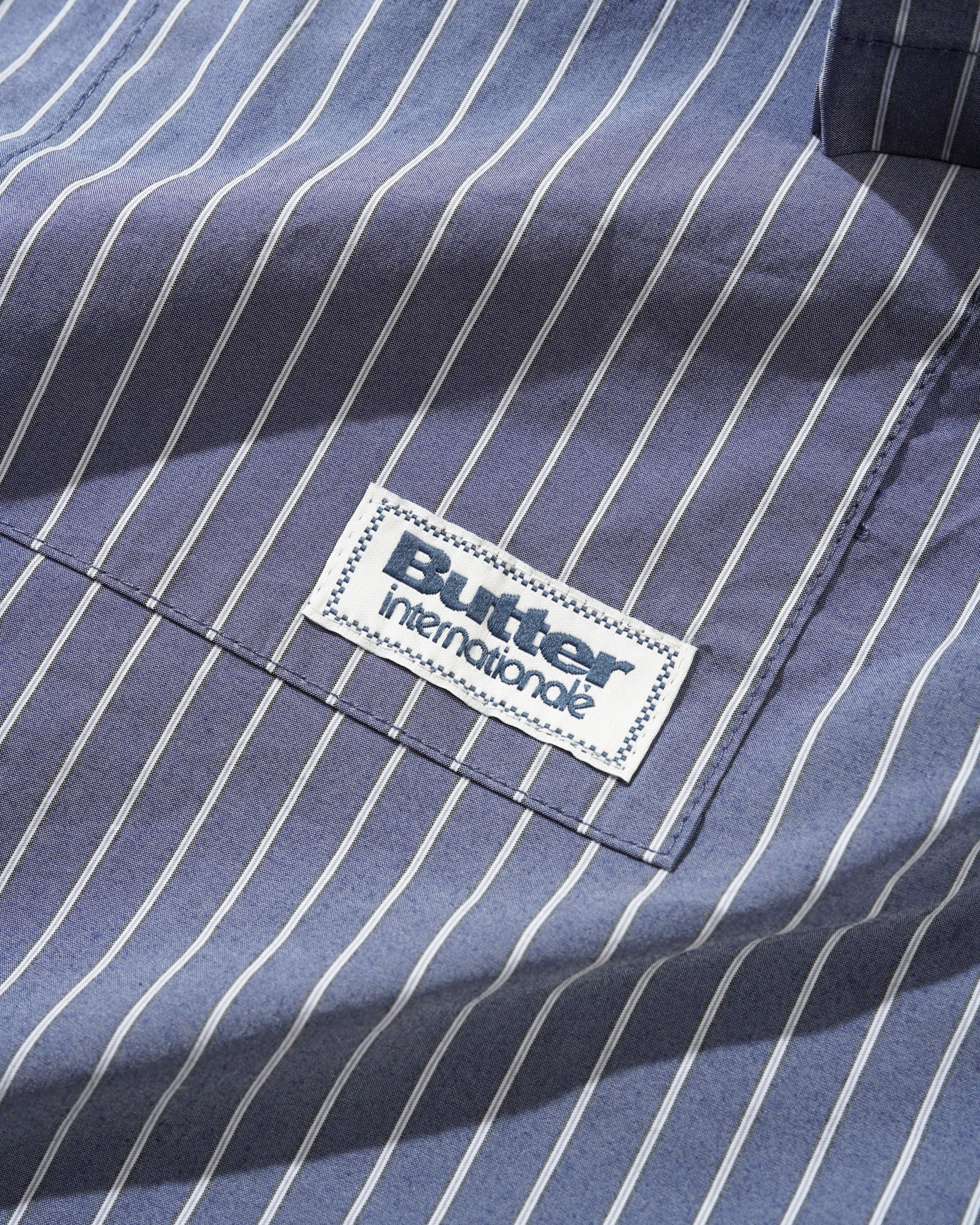 Chemise à Rayures Verticales Manches Courtes - Bleu Pierre