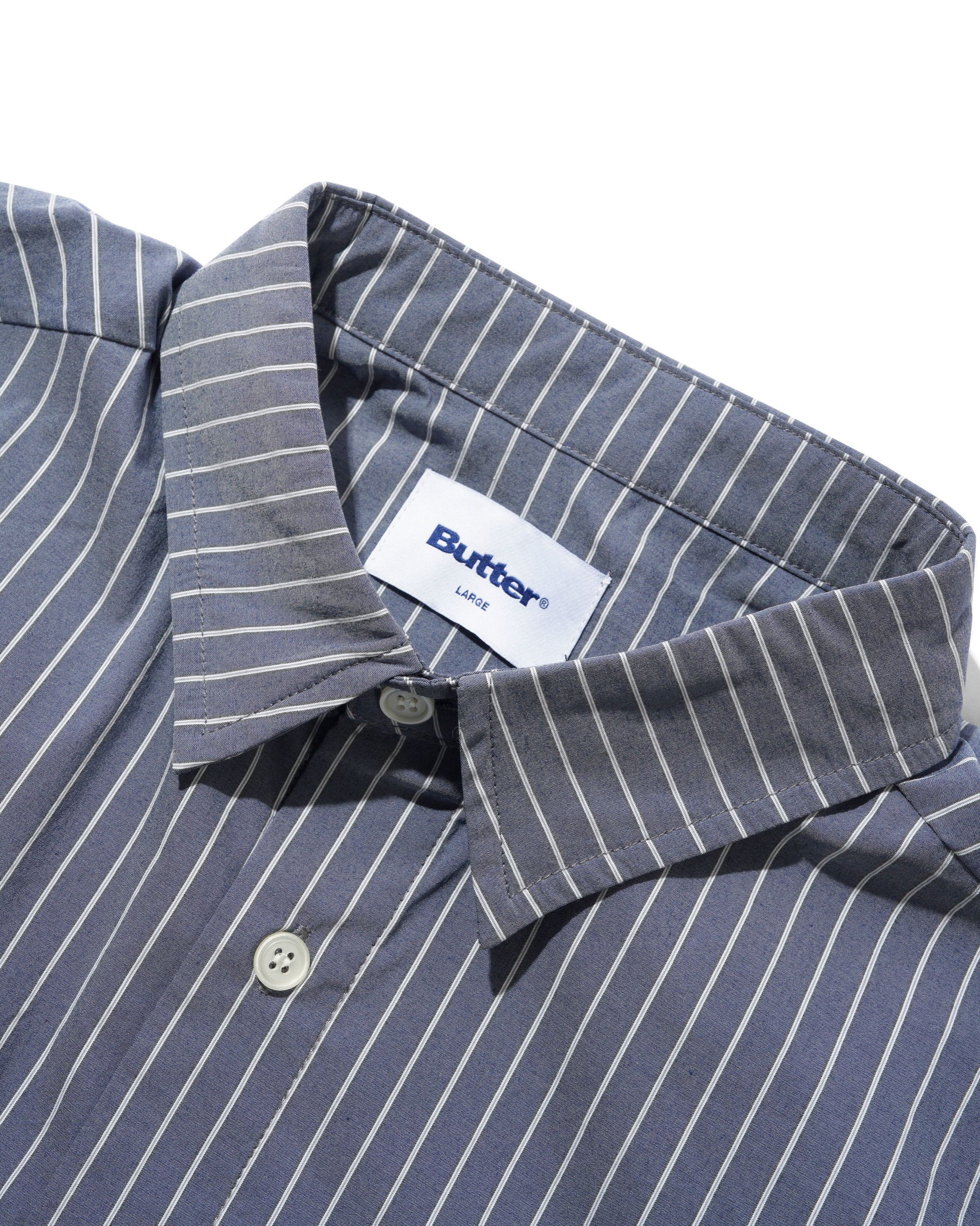 Chemise à Rayures Verticales Manches Courtes - Bleu Pierre