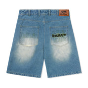 Warped Denim Shorts - Washed Mid Blue