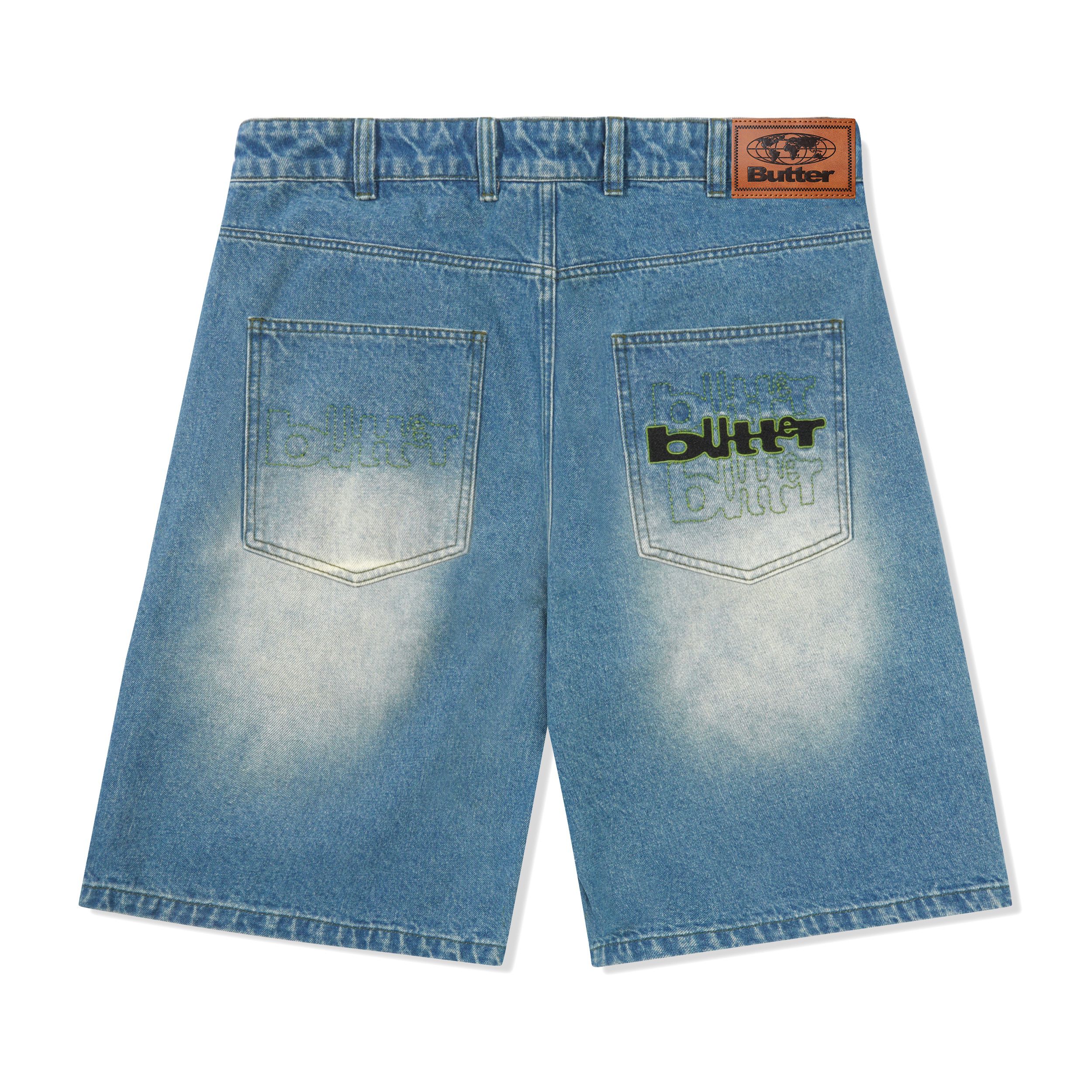 Warped Denim Shorts - Washed Mid Blue