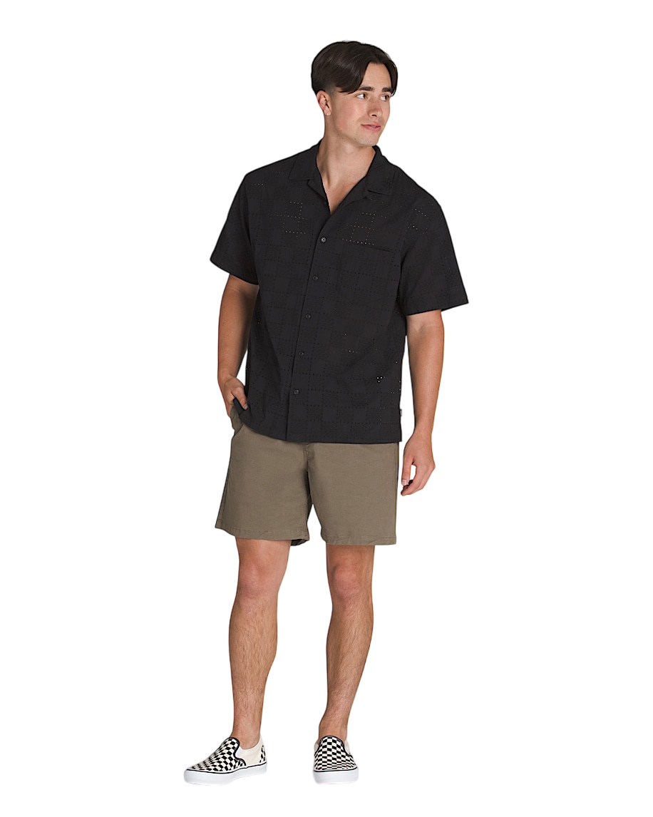 Wayside Eyelet SS Woven Shirt - Black