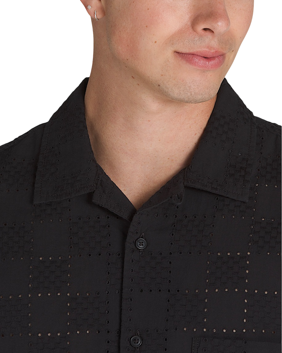 Wayside Eyelet SS Woven Shirt - Black