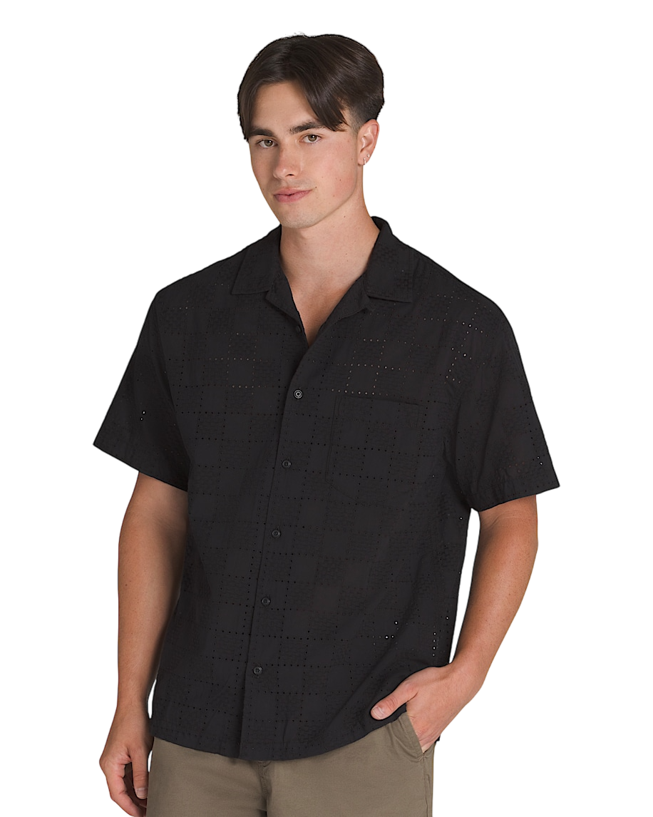 Wayside Eyelet SS Woven Shirt - Black