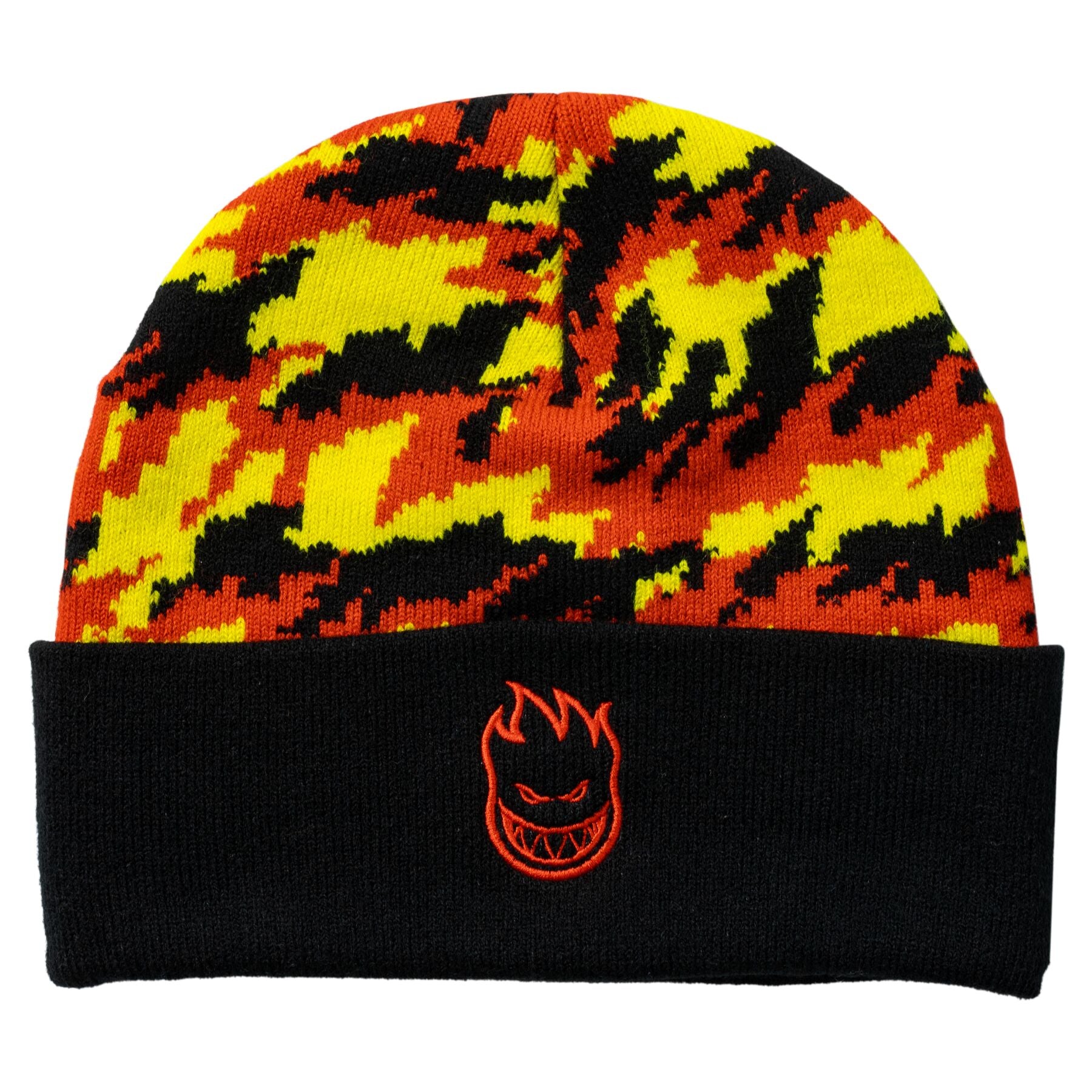 Bighead Flame Cuff Beanie - Black/Red/Yellow