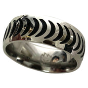 Crescent Bague - Acier Inoxydable/Remplissage Noir