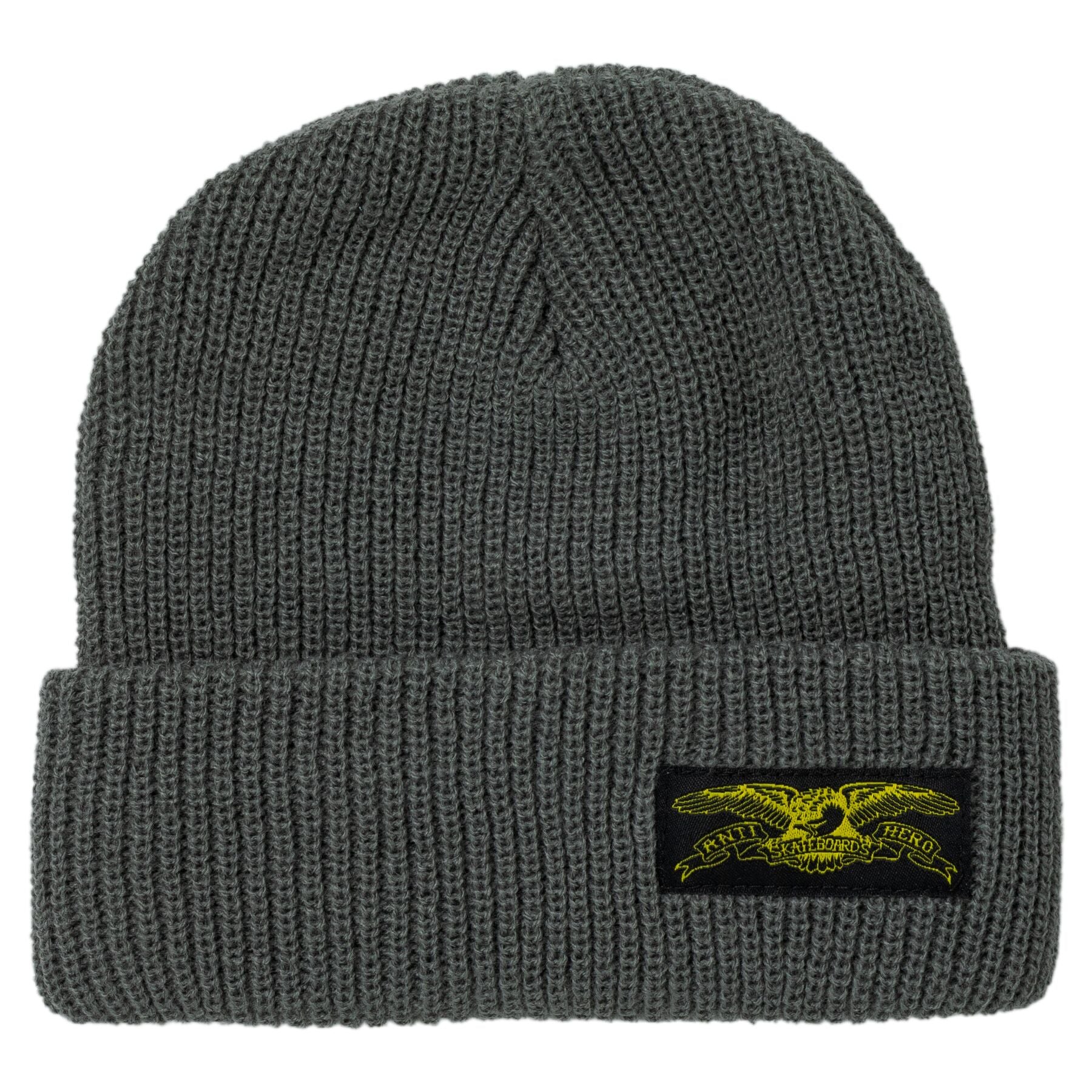 Stock Eagle Label Cuff Beanie - Charcoal/Yellow
