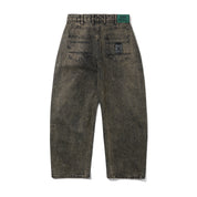 Wide Cut Denim Jeans - Acid Washed Brown