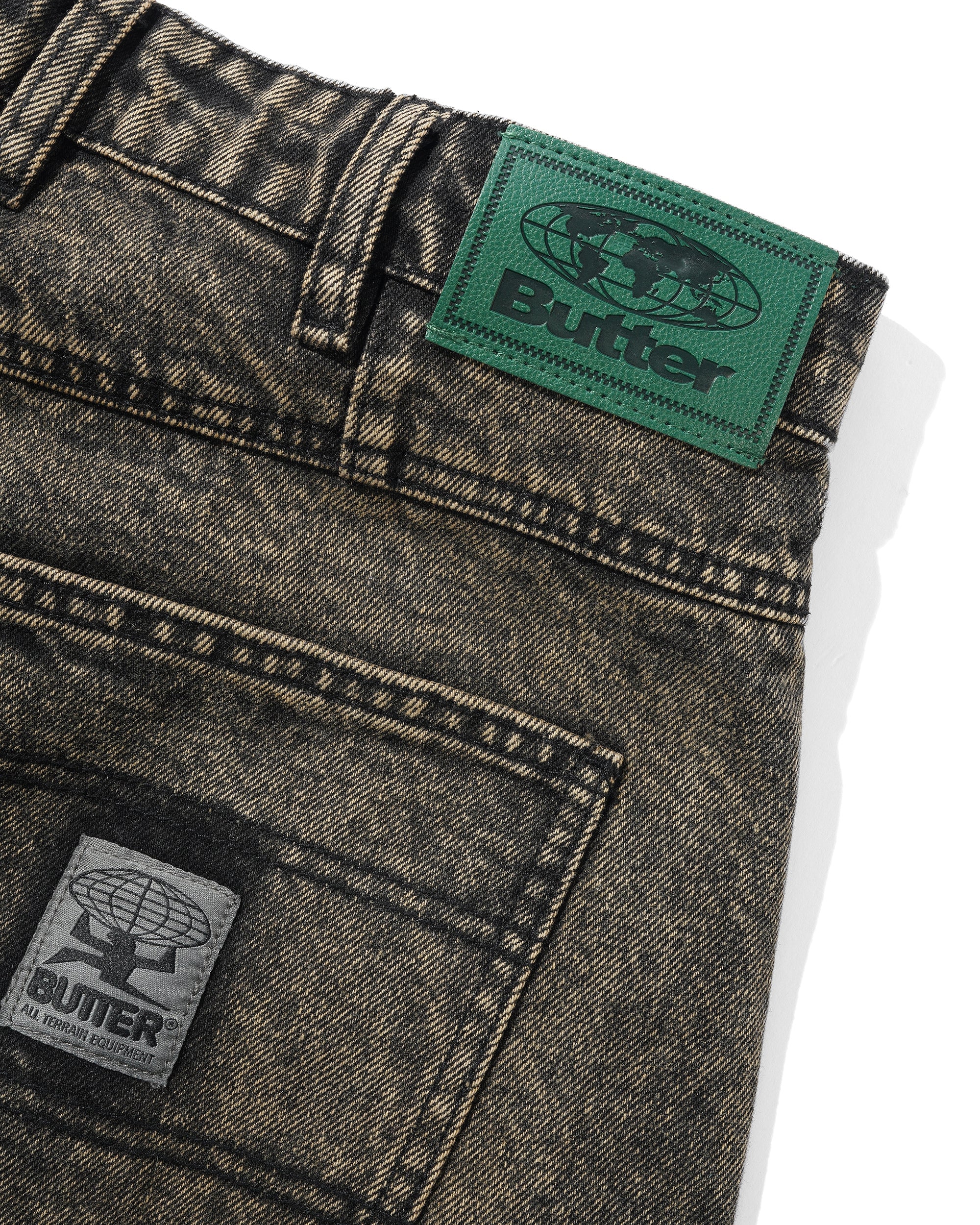 Wide Cut Denim Jeans - Acid Washed Brown