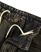Wide Cut Denim Jeans - Acid Washed Brown