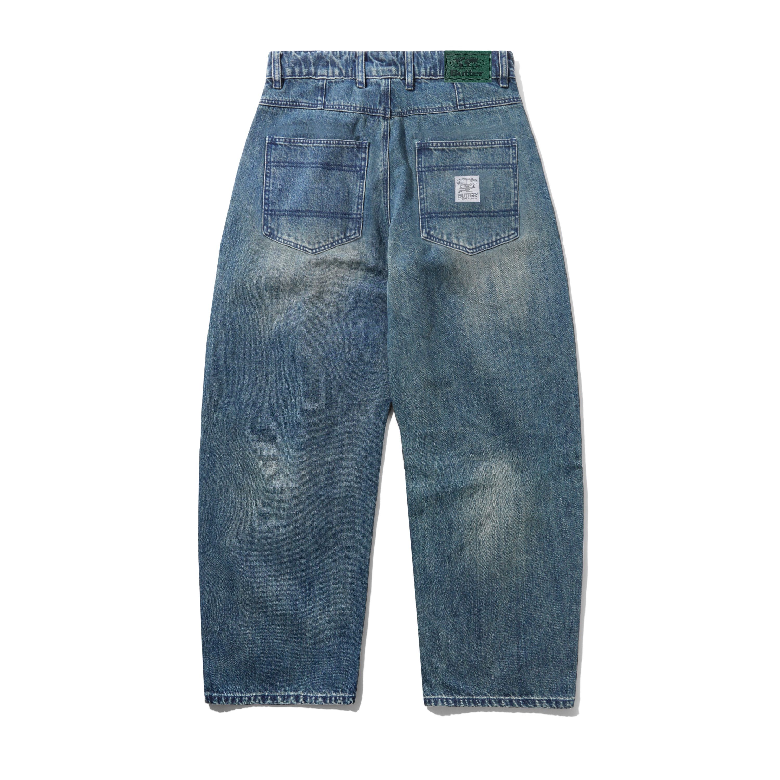 Wide Cut Denim Jeans - Faded Work Blue