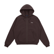 Classic Small Logo Zip Hoodie - Dark Brown