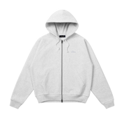 Cursive Small Logo Sweat à Capuche Zippé - Gris Cendré