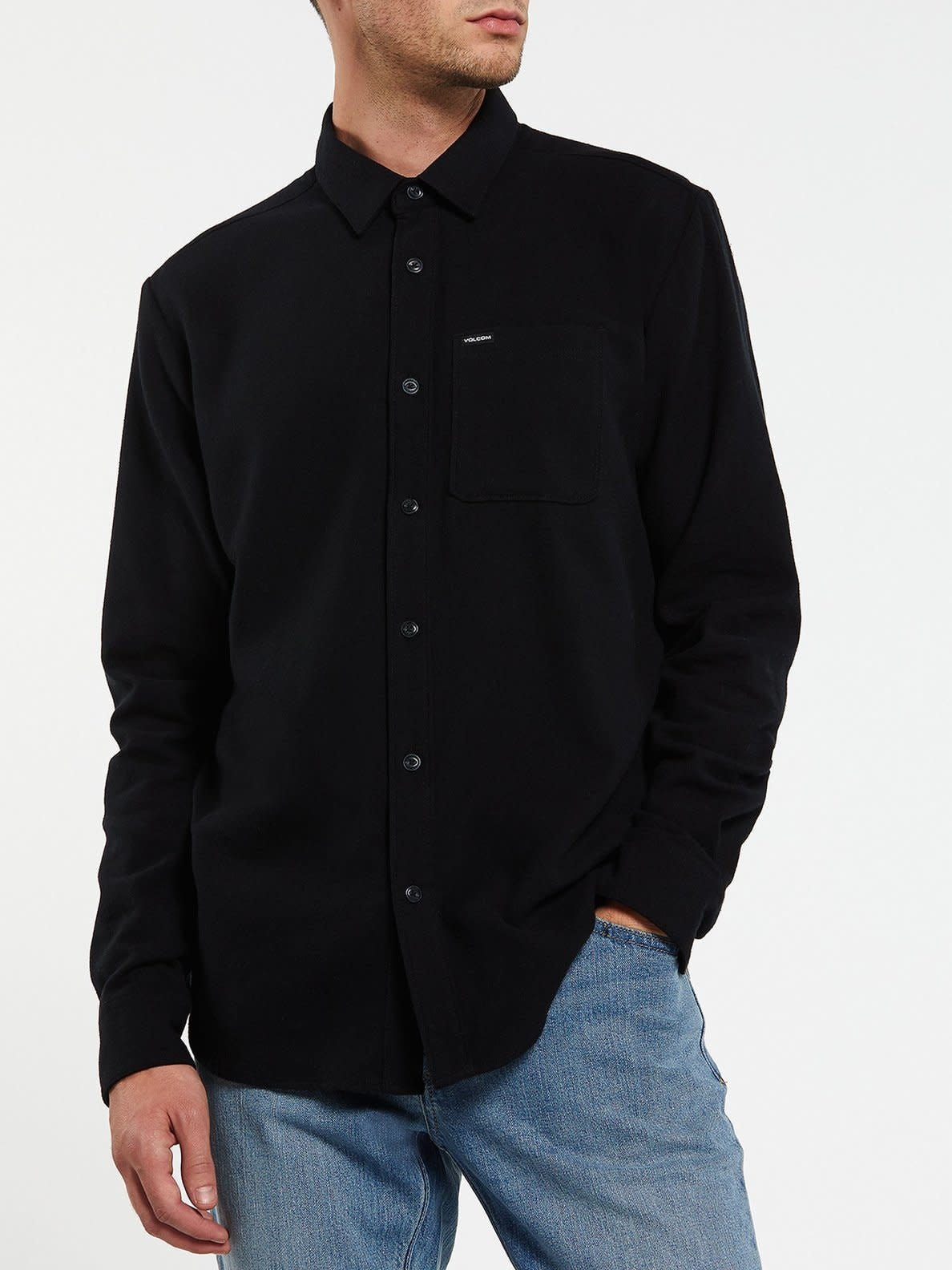 Caden Solid Long Sleeve Shirt - Black