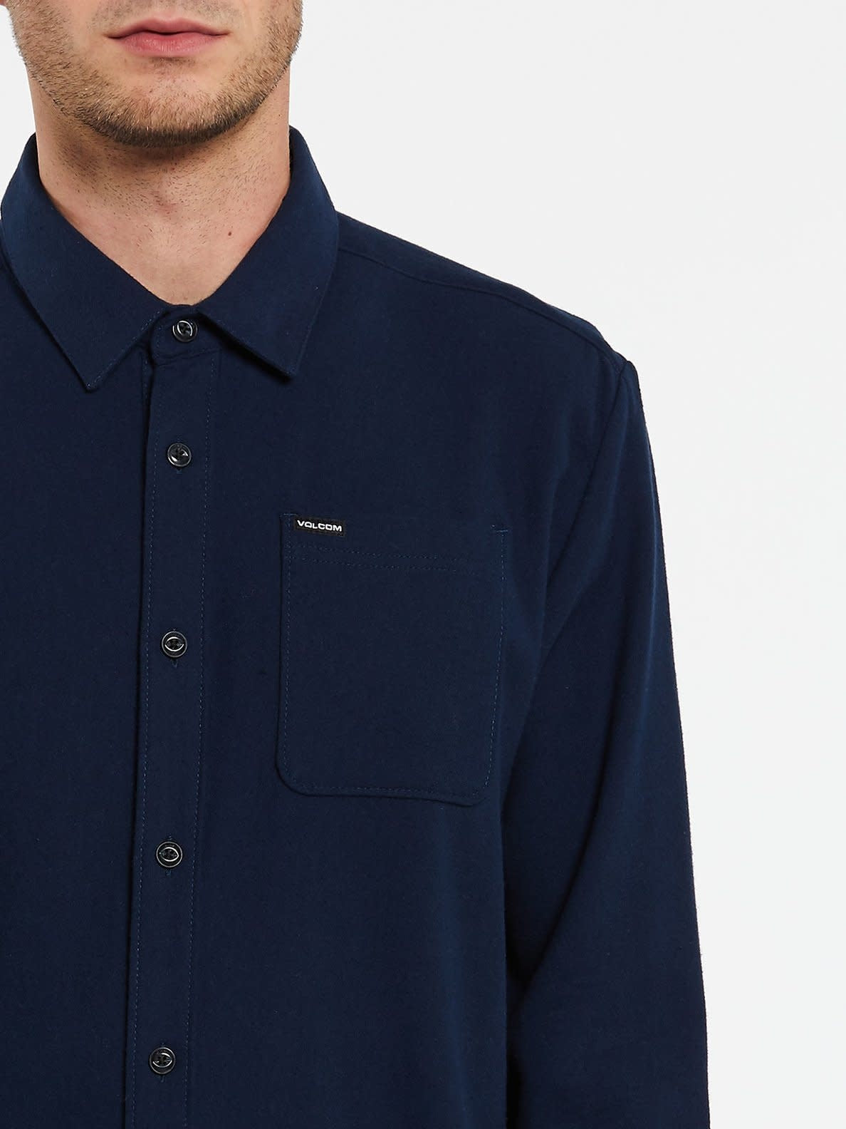 Caden Solid Long Sleeve Shirt - Navy