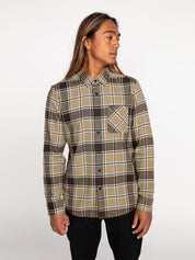 Chemise à carreaux en flanelle à manches longues Caden - Kaki