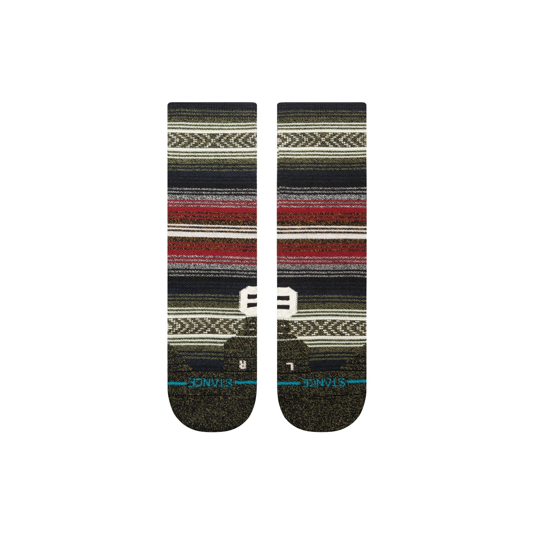 Mid Wool Crew Socks - Blackred