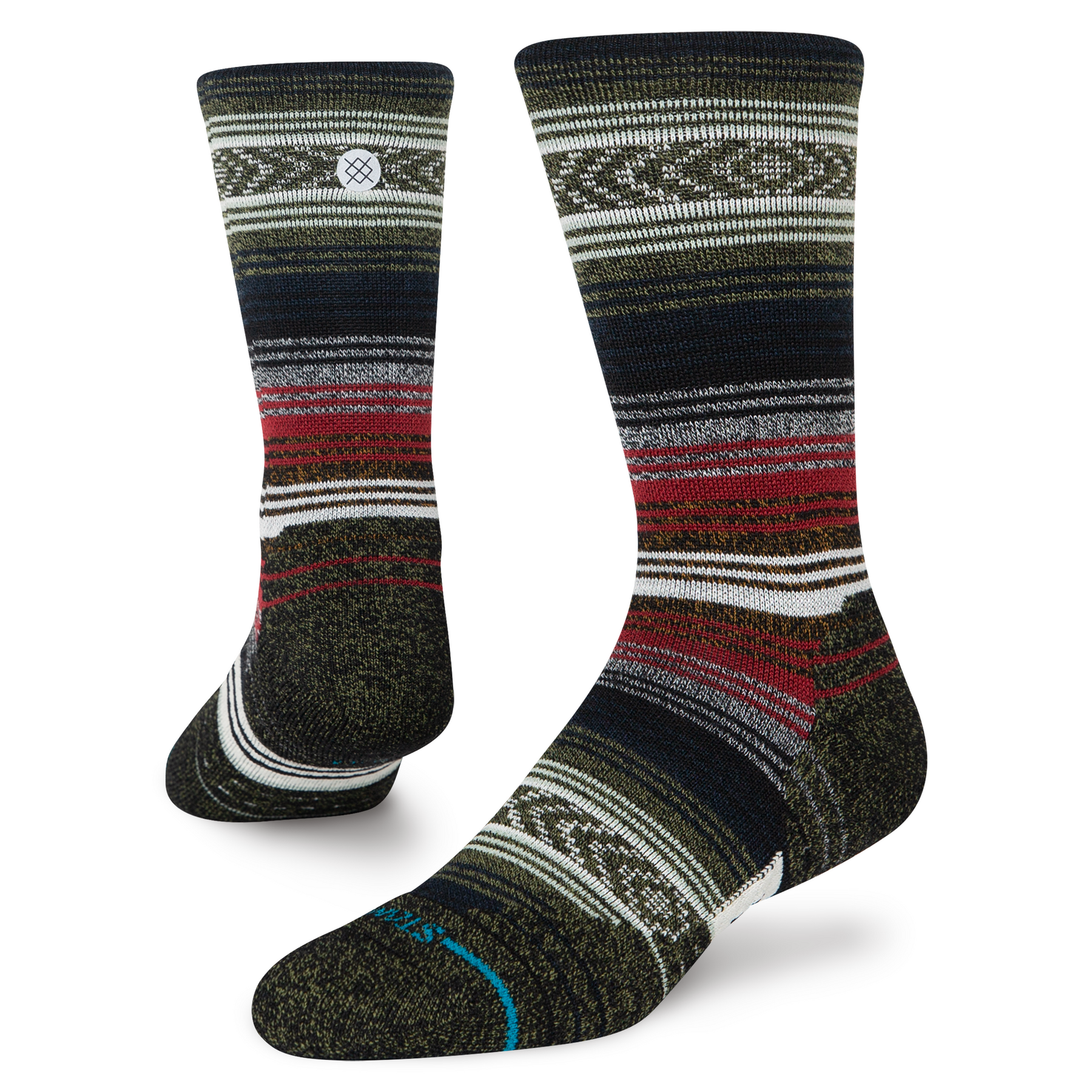 Mid Wool Crew Socks - Blackred