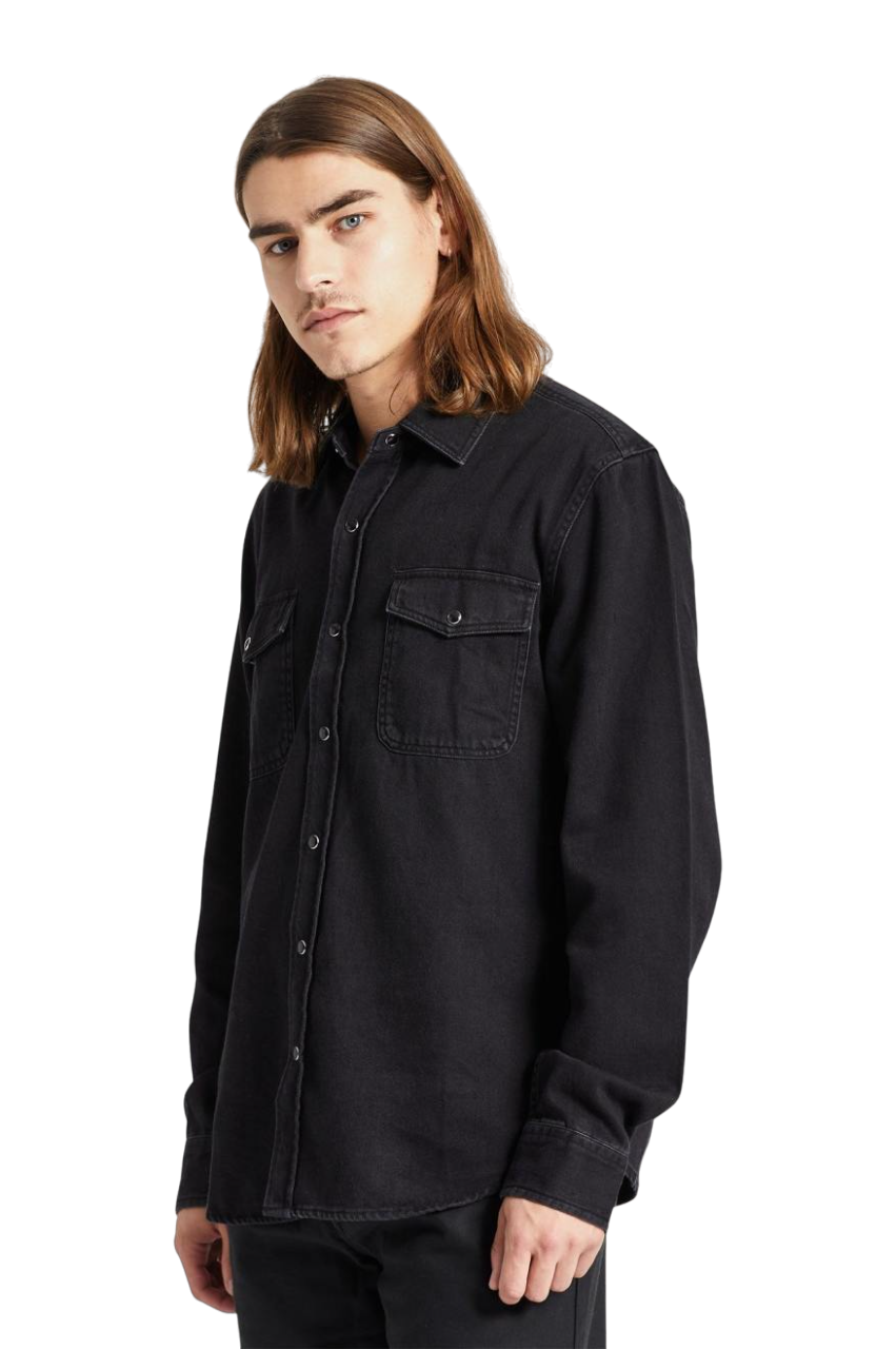 Chemise tissée Wayne Stretch L/S - Noir délavé