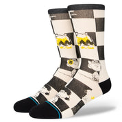 Peanuts Checked Crew Socks - Black