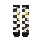 Peanuts Checked Crew Socks - Black