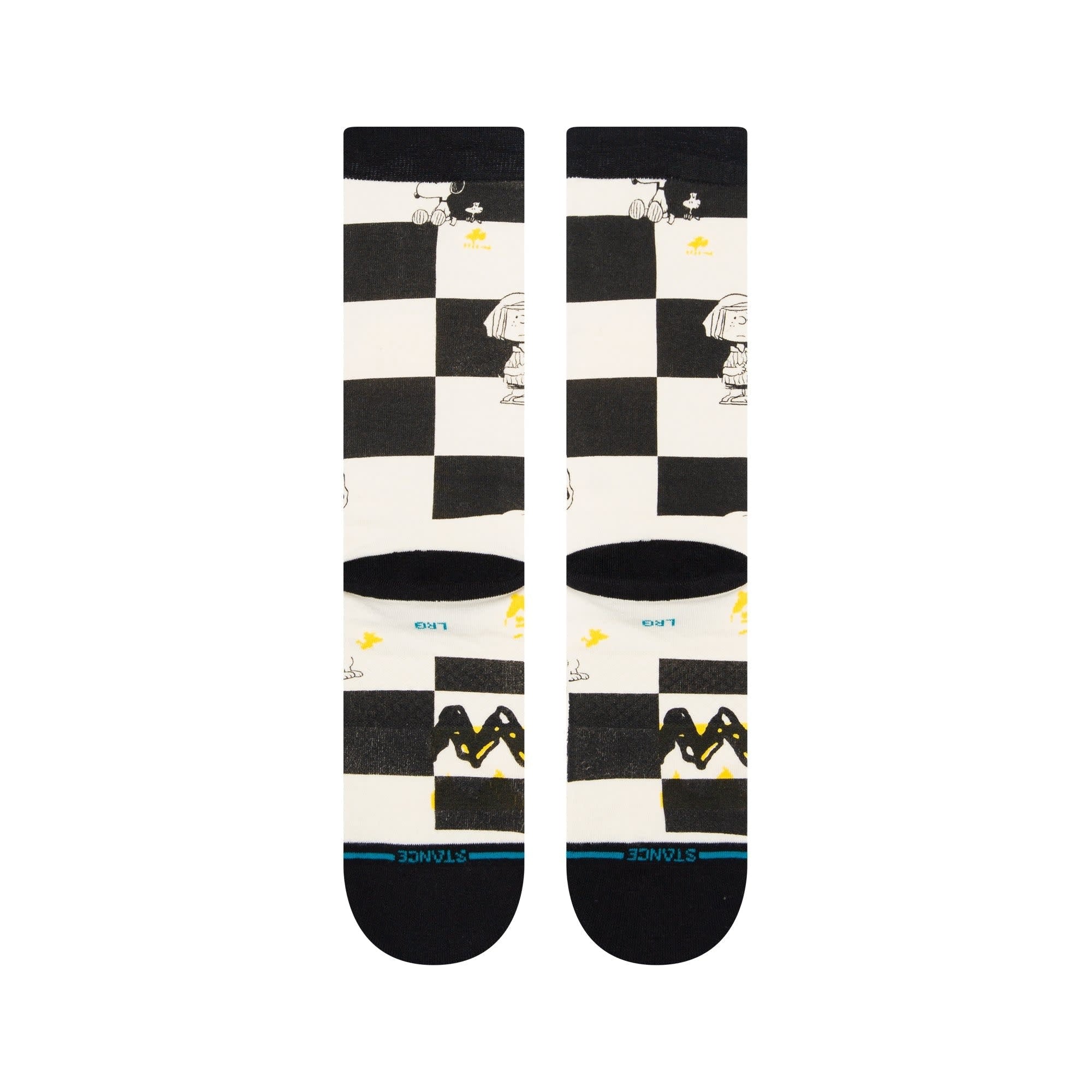 Peanuts Checked Crew Socks - Black