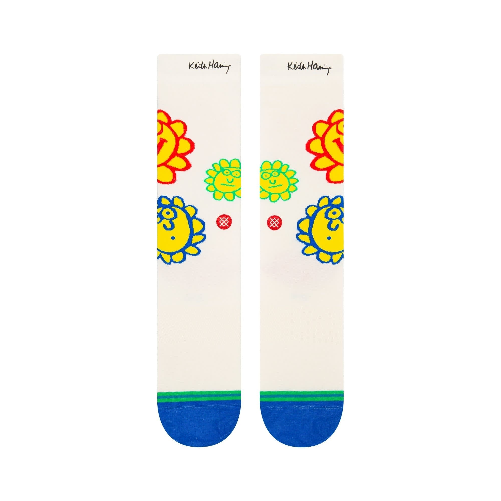 Chaussettes Happy Fields Crew de Keith Haring - Blanc cassé 