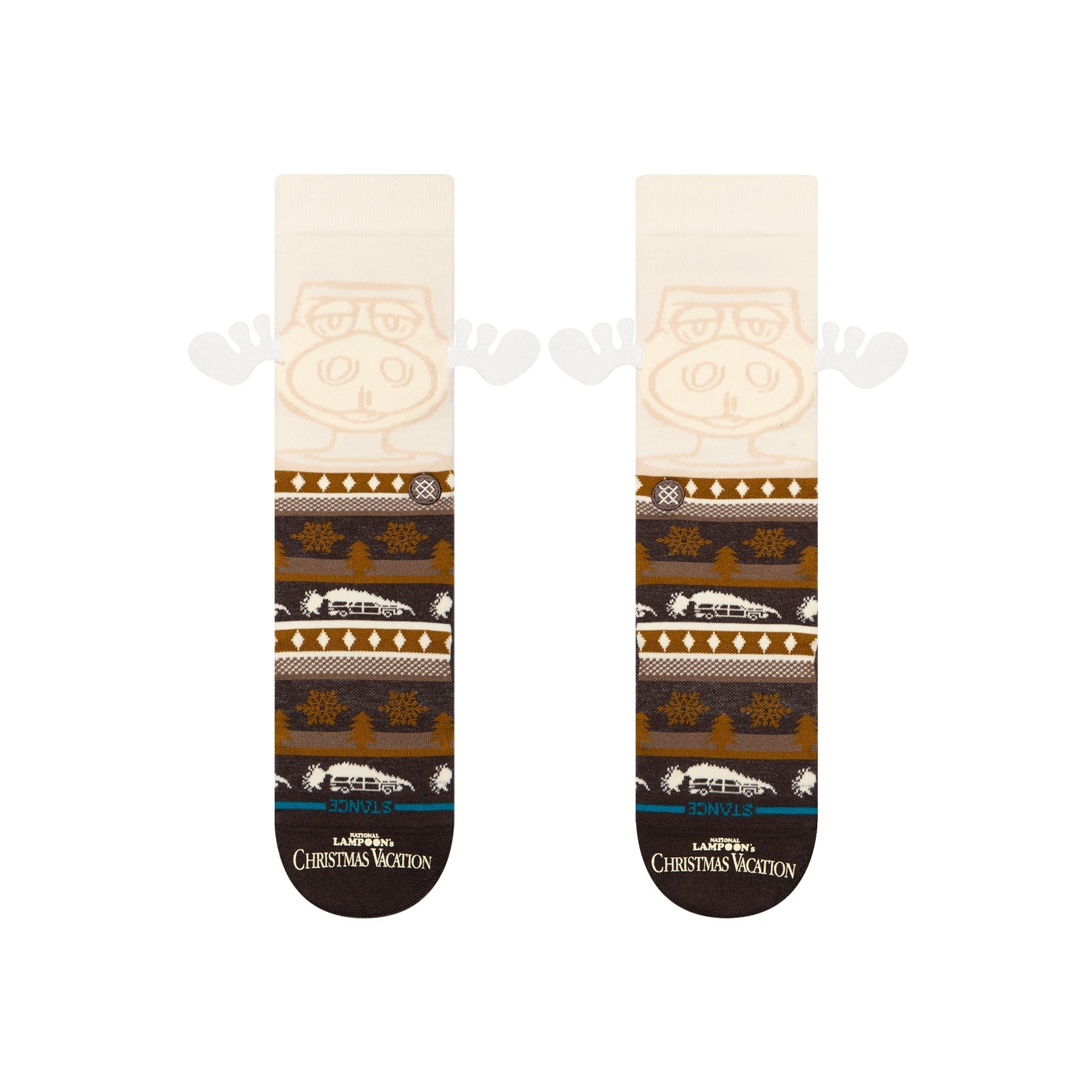 "Christmas Vacation" Have Some Eggnog Crew Socks - Dark Brown